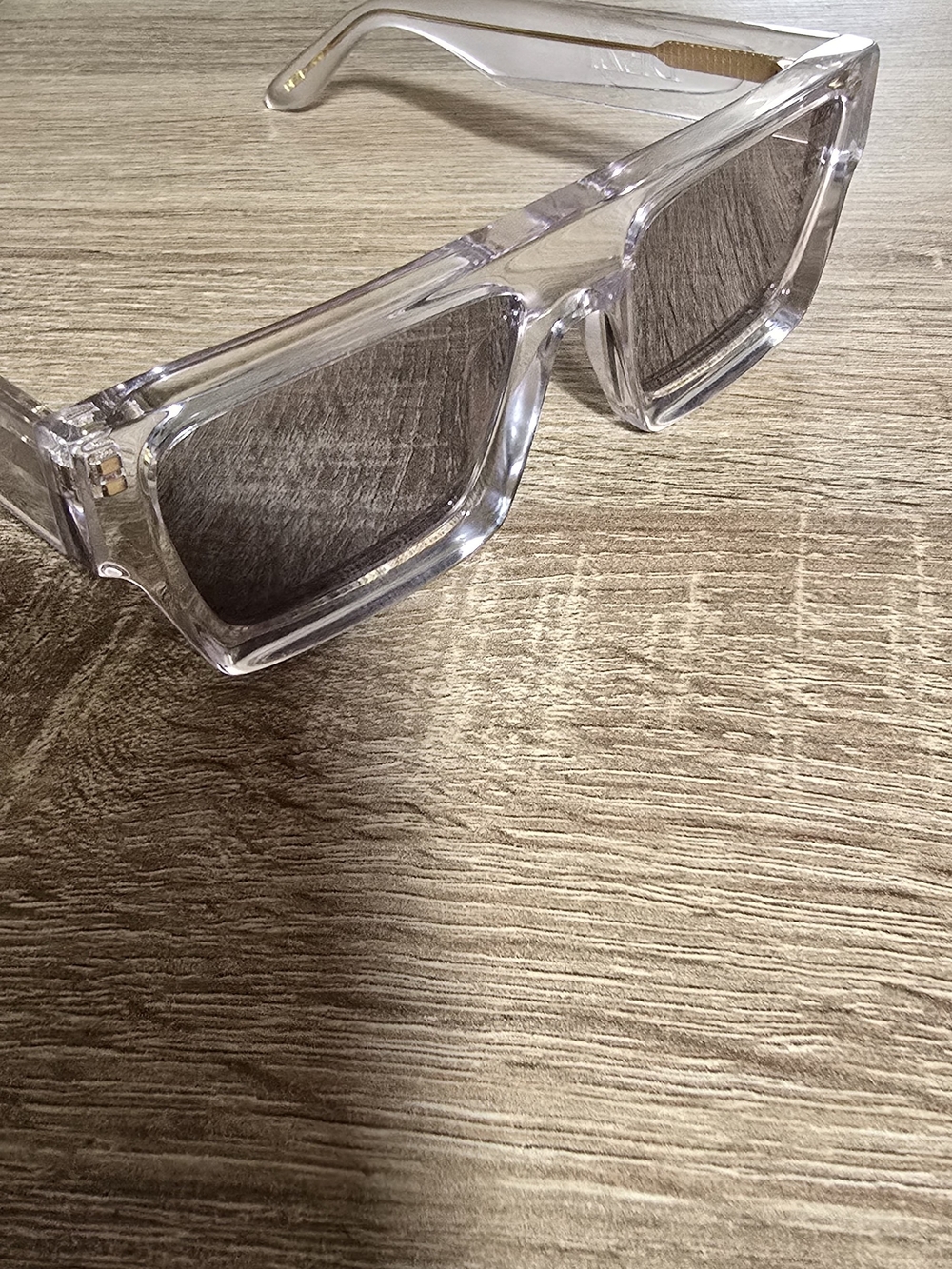 DEZI Clear Frame Sunglasses with Gray Lenses